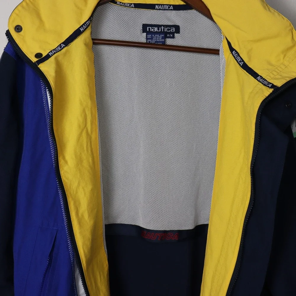Vintage 90's Nautica Sailing Jacket Navy Blue White Yellow